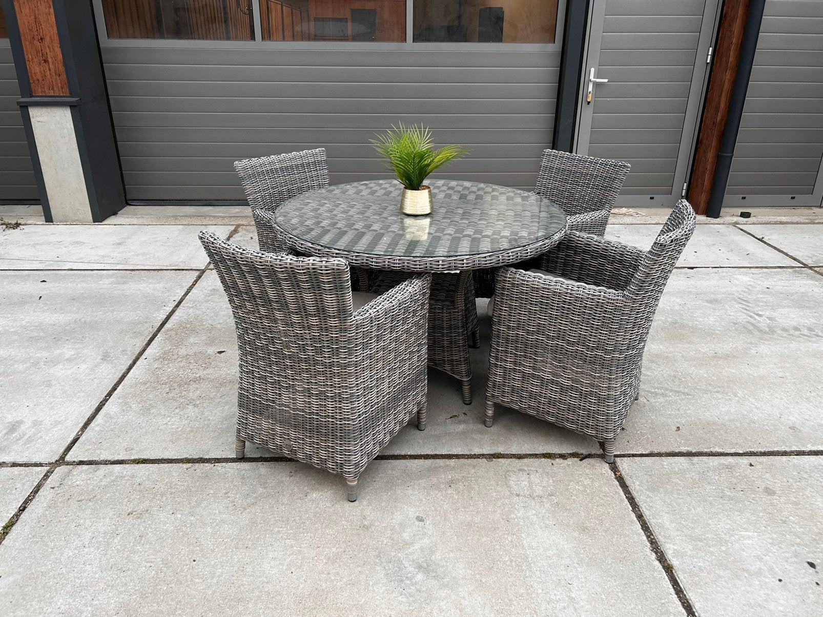 Schitterende ronde tuinset met 4 stoelen van Fase 4Seasons, Ophalen, 4 zitplaatsen, ., Zo goed als nieuw