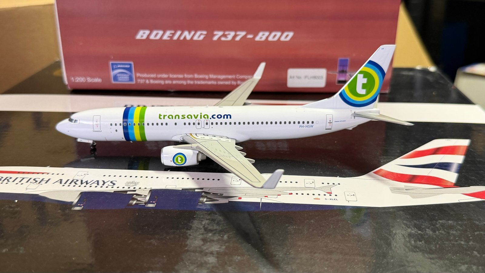 Vliegtuig 1:200 B737-800 Transavia sigarenband livery, Verzamelen, Luchtvaart en Vliegtuigspotten, Ophalen of Verzenden, Nieuw