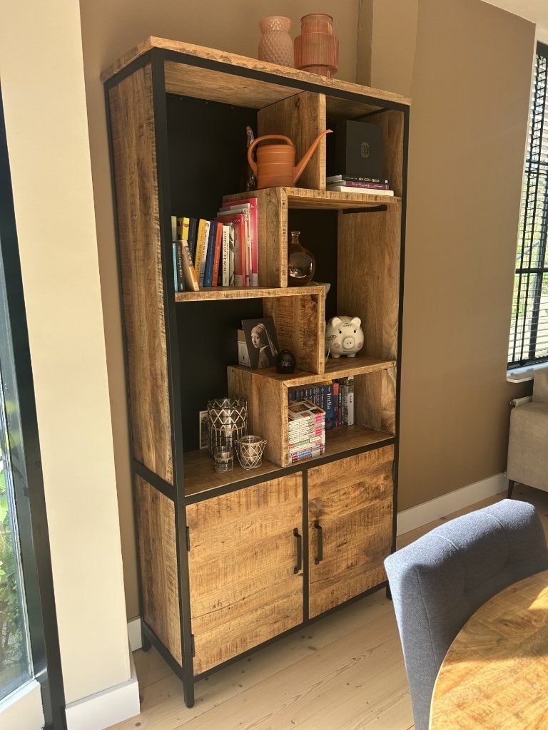 Robuuste boekenkast, Huis en Inrichting, Kasten | Boekenkasten, Met deur(en), 100 tot 150 cm, Nieuw, 150 tot 200 cm