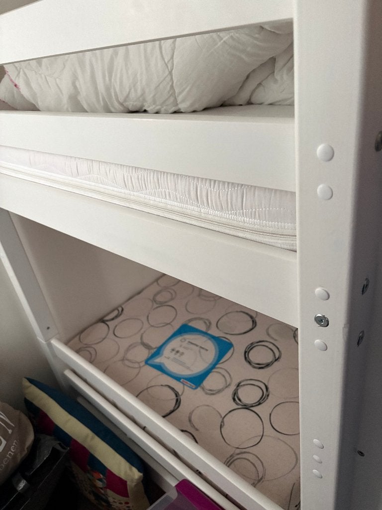 Stapelbed kleur wit matrassen 90 x 200, Ophalen, 90 cm, Tweepersoons, Minder dan 160 cm