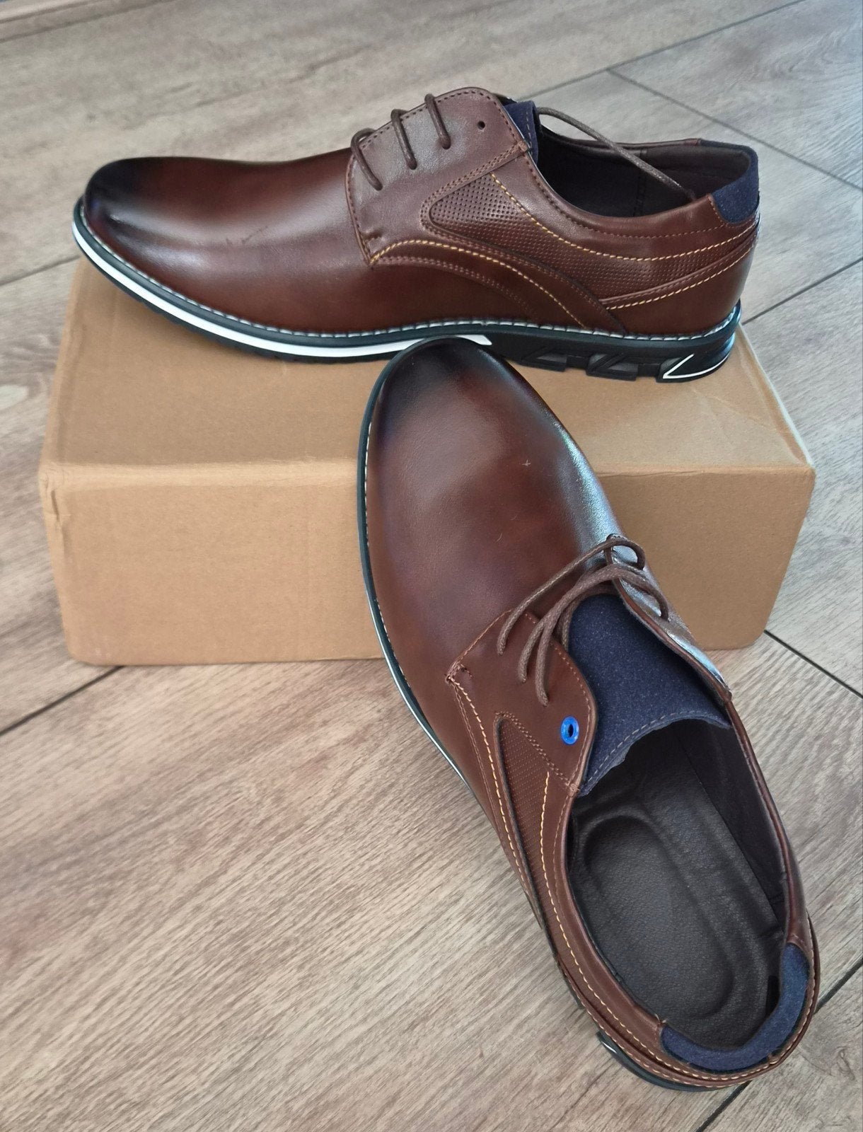 Nieuwe bruine nette herenschoenen - Maat 48, Ophalen of Verzenden, Nieuw, Bruin