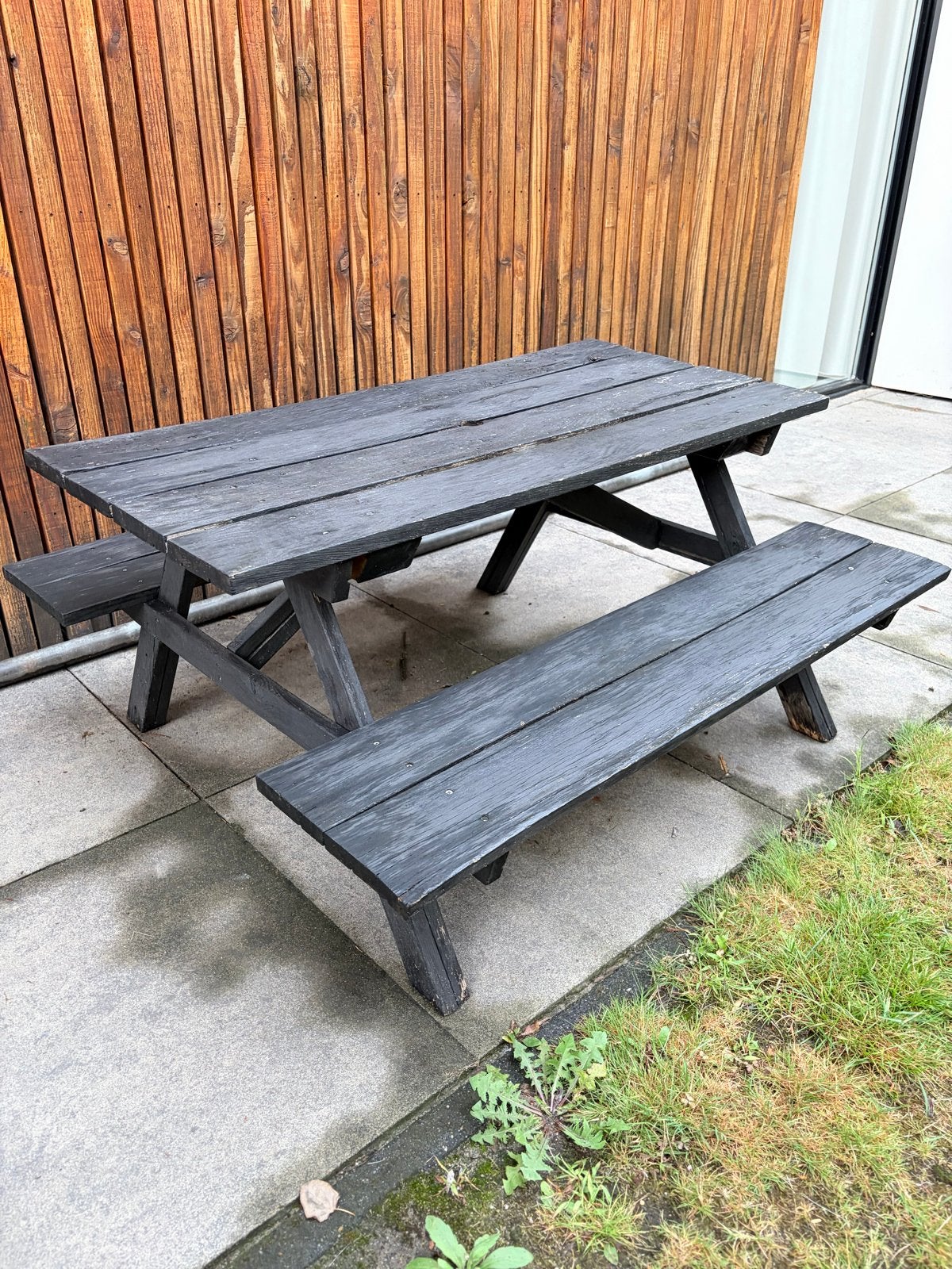 zwarte picknicktafel kids, Tuin en Terras, Gebruikt, Rechthoekig, Hout, Ophalen