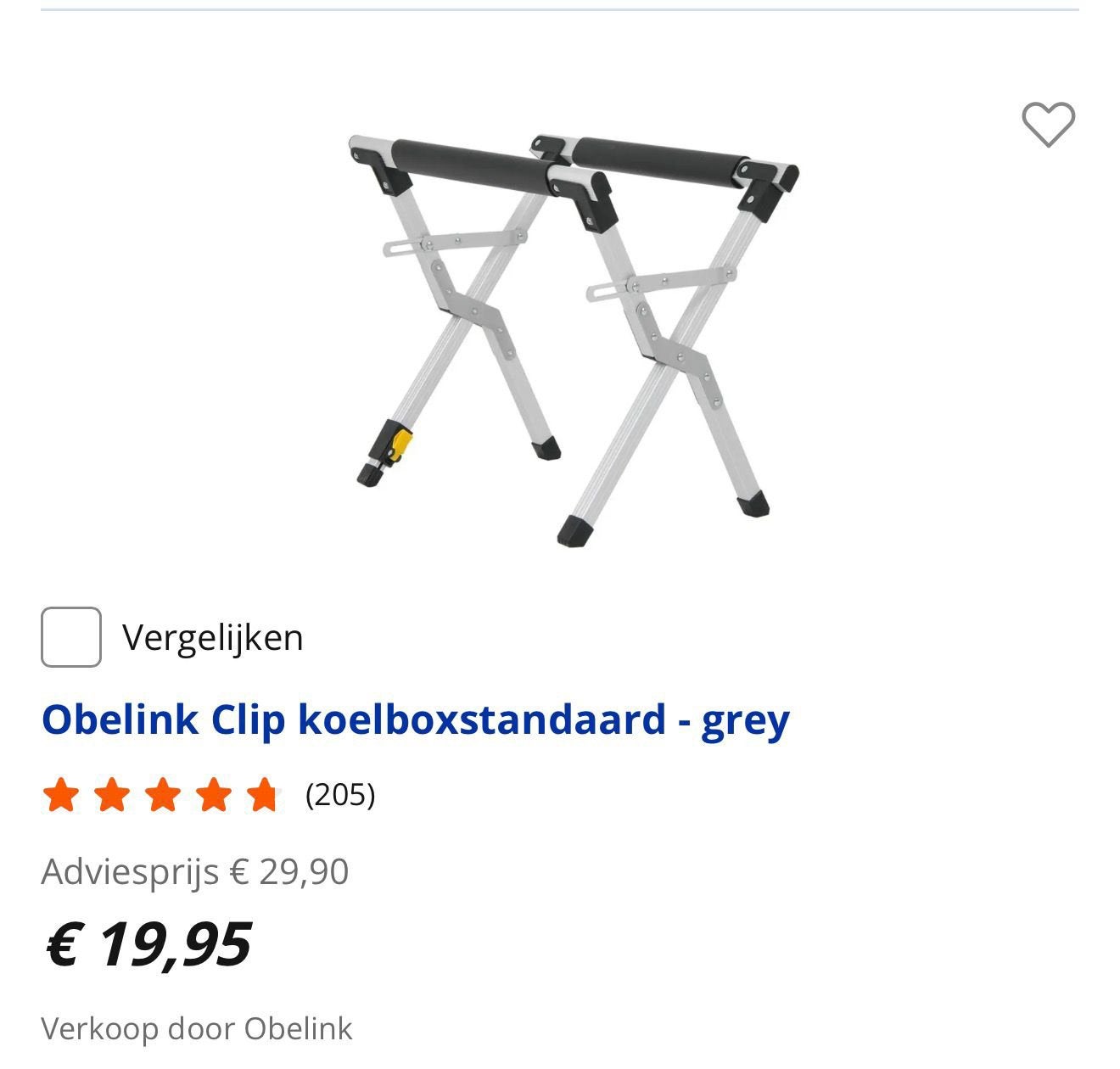 Obelink Clip koelboxstandaard - grijs, Caravans en Kamperen, Kampeeraccessoires, Gebruikt, Ophalen