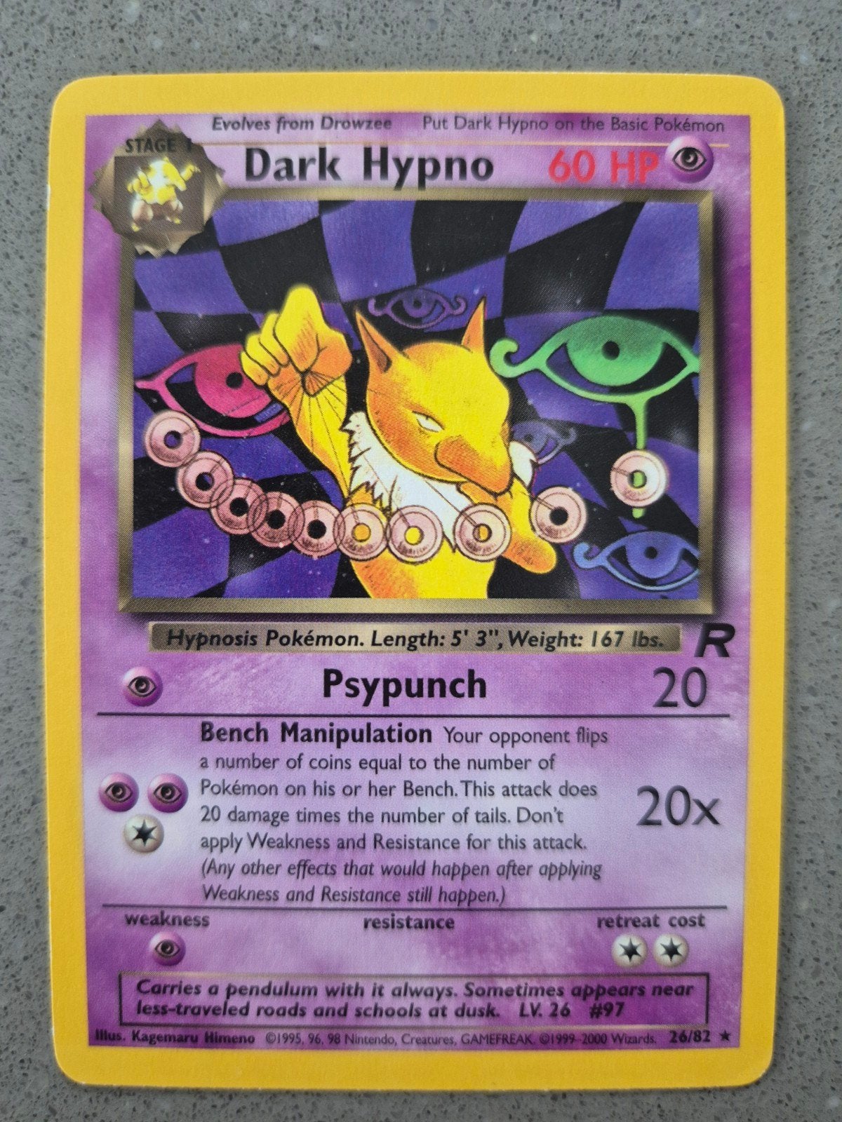 Dark Hypno Pokémon kaart 26/82, Ophalen of Verzenden, Zo goed als nieuw, Losse kaart