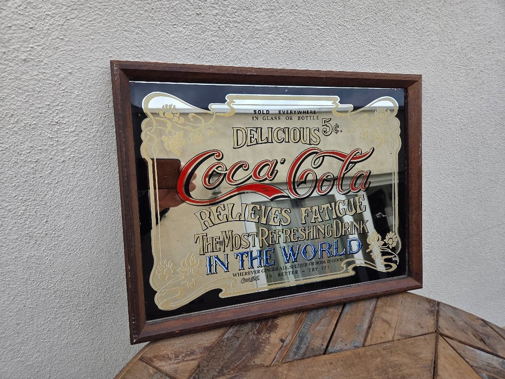 Vintage Retro oude Coca Cola Reclame Spiegel, Verzamelen, Retro, Huis en Inrichting, Ophalen of Verzenden