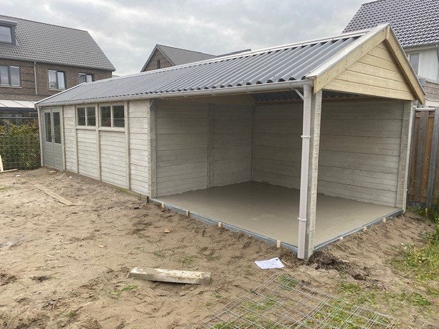 Berging tuinhuis garage in onderhouds arm beton systeembouw, Tuin en Terras, Overige materialen, 200 tot 400 cm, Tuinhuis, 250 tot 500 cm