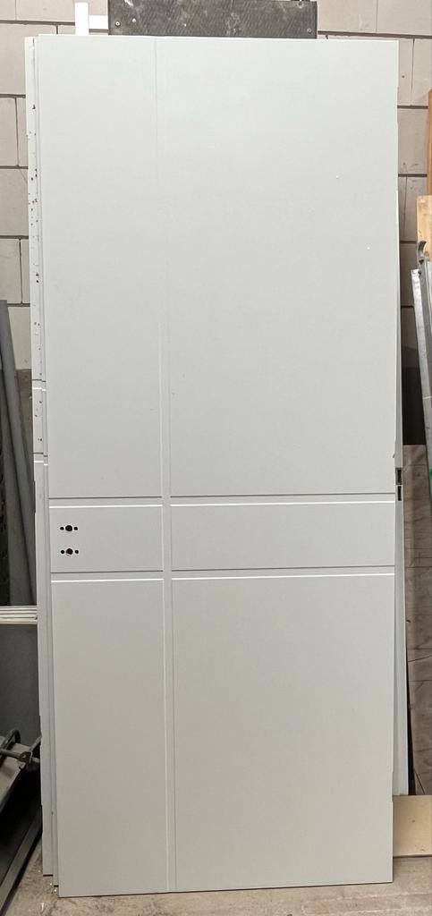 Witte binnendeur met modern lijnpatroon, Ophalen, 80 tot 100 cm, 215 cm of meer, Binnendeur