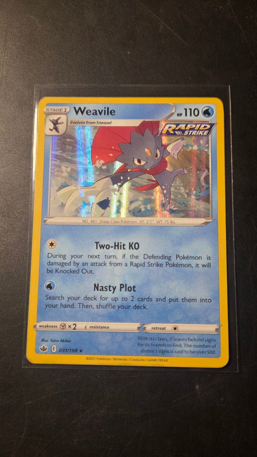 Weavile 031/198 Holo Rare Chilling Reign Pokémon Kaart, Verzenden, Zo goed als nieuw, Losse kaart, Foil