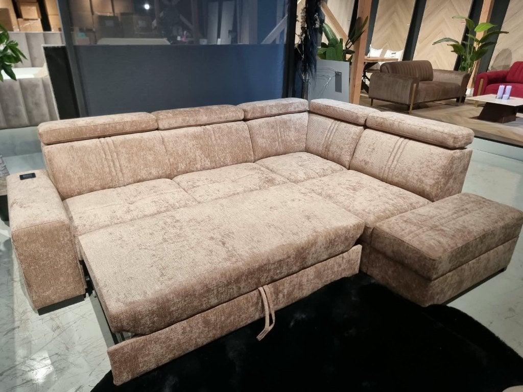 Voorraad | bouclé U-bank | slaapbank | Hoekbank | Utrecht, Ophalen, Modern, Boucle, 250 tot 300 cm, Info@trendvortex.com