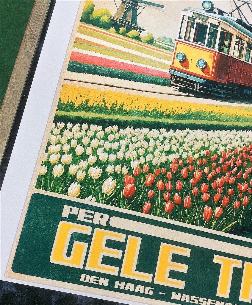 de Gele Tram Den Haag Leiden htm gelimiteerde Affiche Poster, Verzenden, Nieuw, Tram, Overige typen