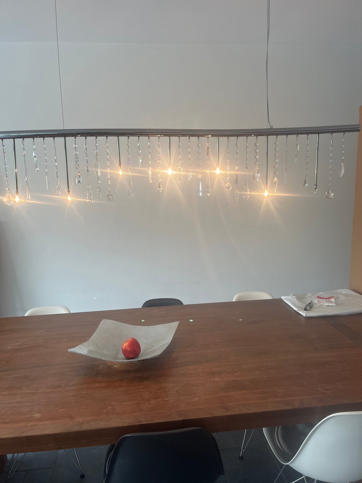 Moderne lamp met Swarovski kristallen, chroom, E14 fitting, Ophalen, Gebruikt, Glas, E14 (klein)