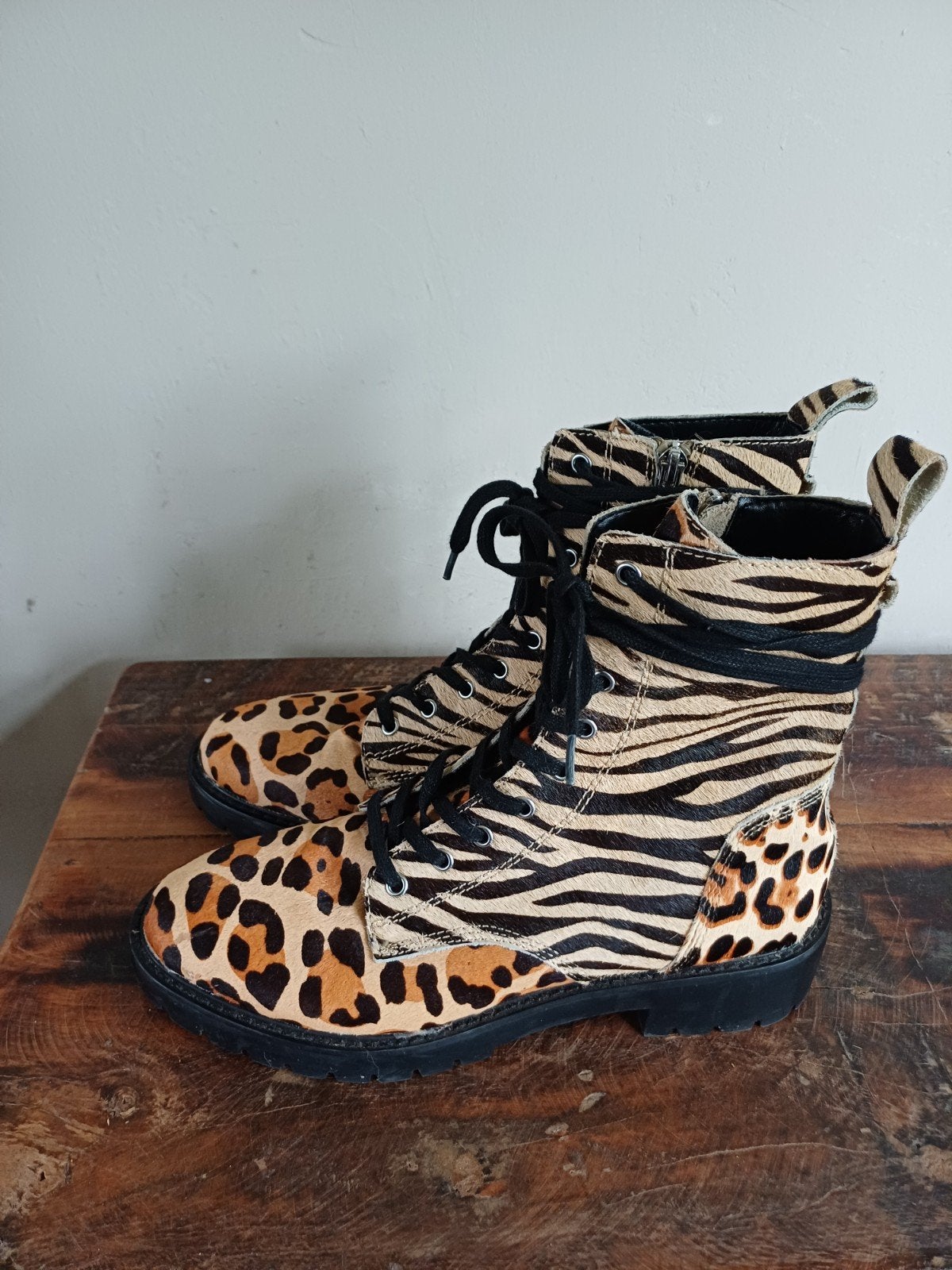 Steve Madden Stoere Boots Pony Hair Leopard Print Maat 40, Kleding | Dames, Schoenen, Overige kleuren, Lage of Enkellaarzen, Steve Madden