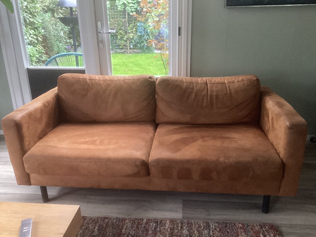 Mooie 2-zits Bank  congac, Ophalen, Gebruikt, 150 tot 200 cm, Tweepersoons