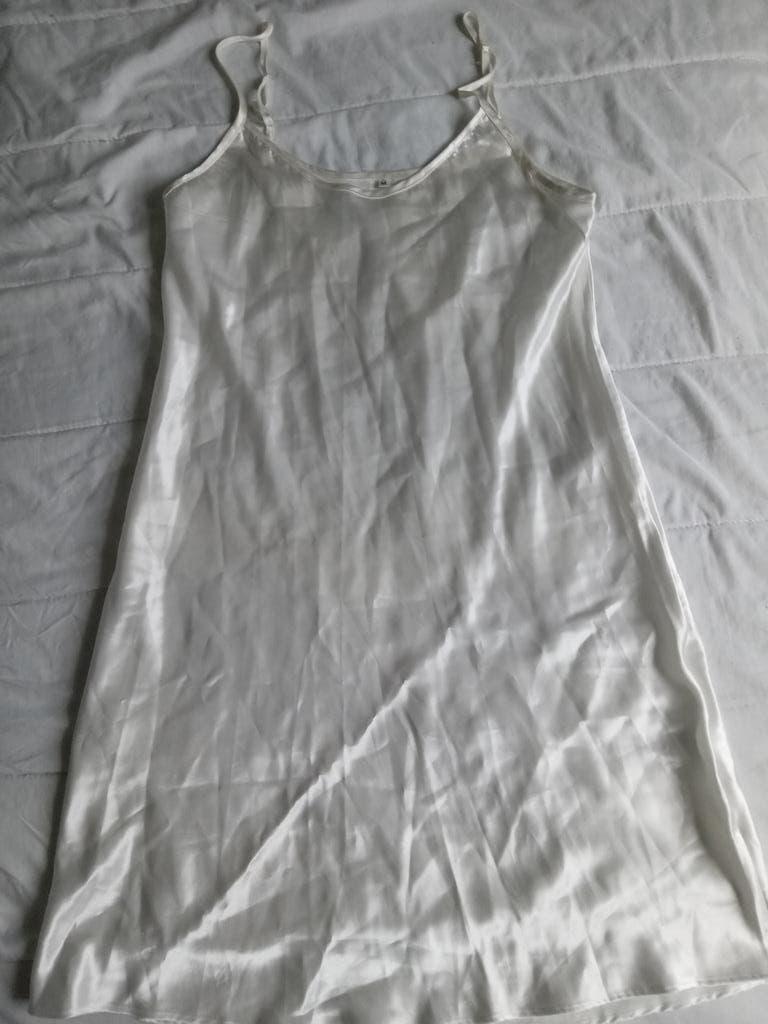 Slipdress satijn wit maat M, Kleding | Dames, Ophalen of Verzenden, Wit, Nachtkleding