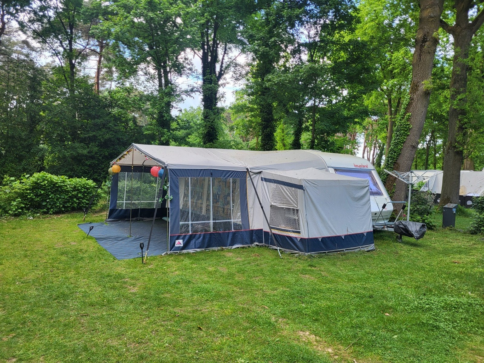 Dorema voortent met luifel en zij-tent omloopmaat 12 (930cm), Caravans en Kamperen, Voortenten en Luifels, Ophalen, Gebruikt, PVC