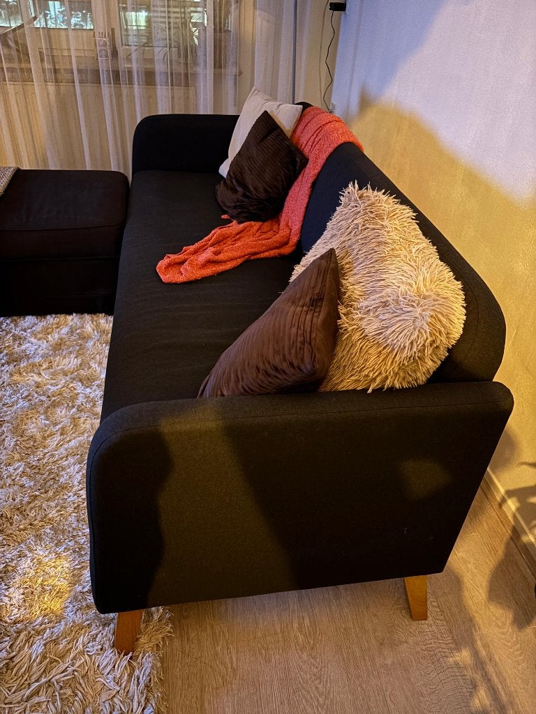 IKEA LINANÄS 3-zitsbank zwart/antraciet, Ophalen, Gebruikt, 150 tot 200 cm, Driepersoons