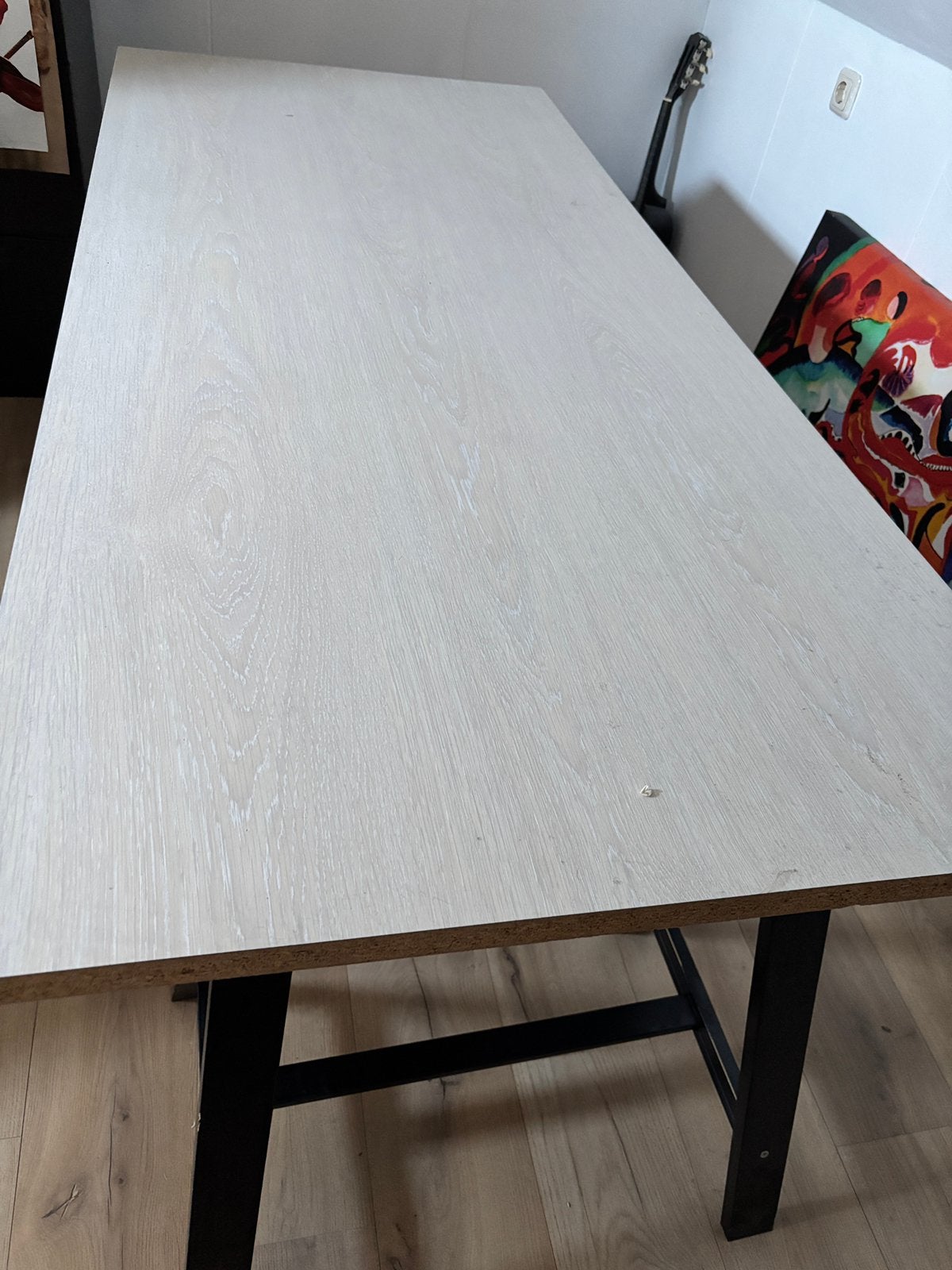 Bureau/ keuken blad met twee zwarte schragen, Huis en Inrichting, Ophalen, Zo goed als nieuw, Rechthoekig, 50 tot 100 cm