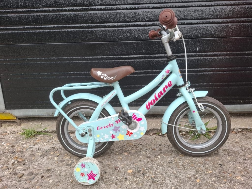 12 inch volare meisjesfiets met zijwieltjes, Terugtraprem, Zijwieltjes, Niet ingevuld, Volare