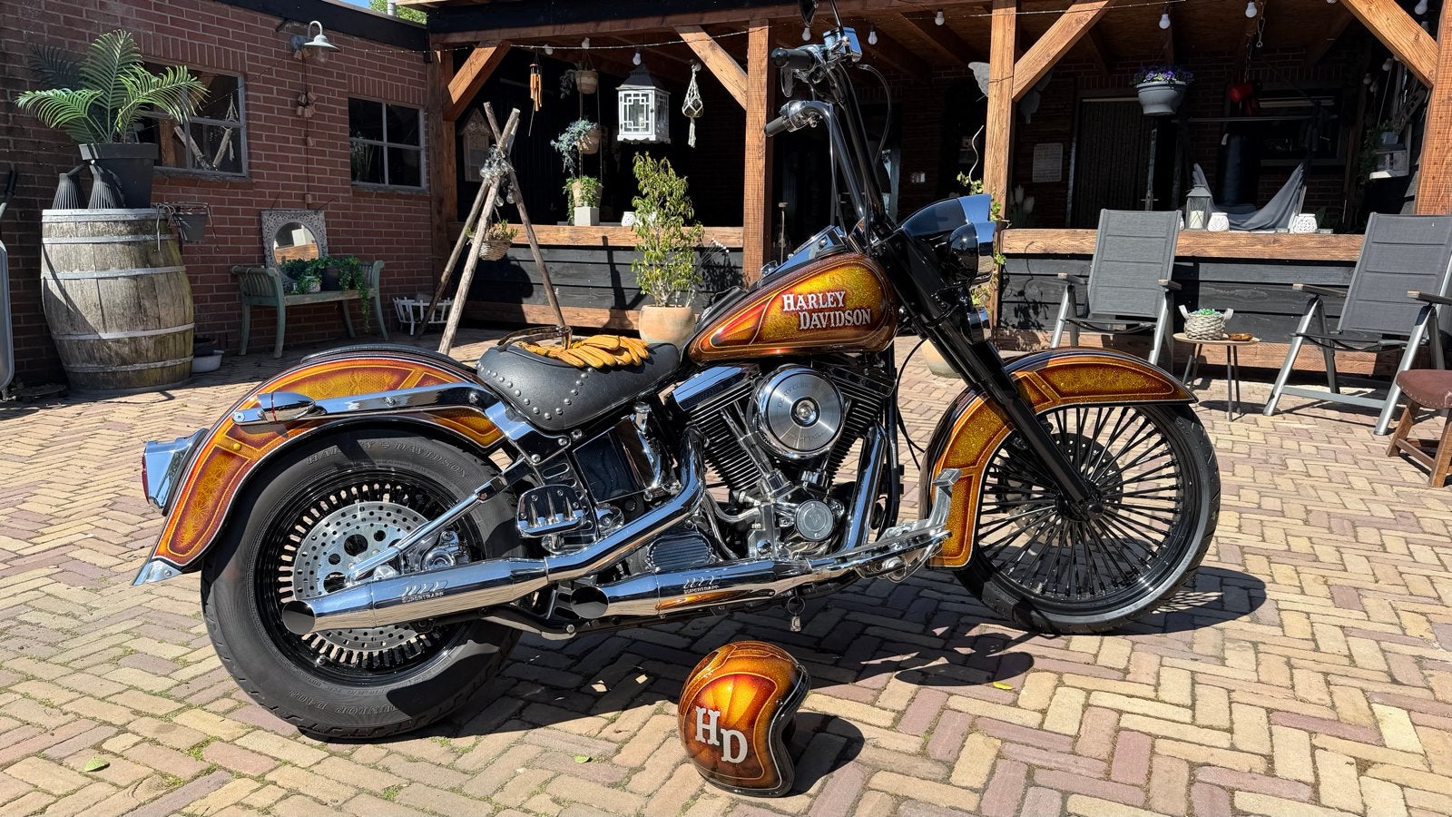 Harley Davidson Heritage Softail 1340 Custom Paint 1995, Sportuitlaat, Chopper, Gebruikt, Particulier