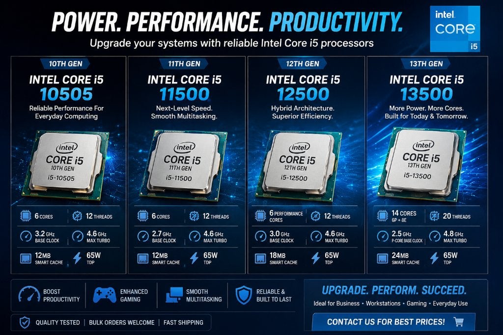Intel Core i5-10505,11500,12500,13500, Computers en Software, Processors, Zo goed als nieuw, 4 Ghz of meer, Ophalen of Verzenden