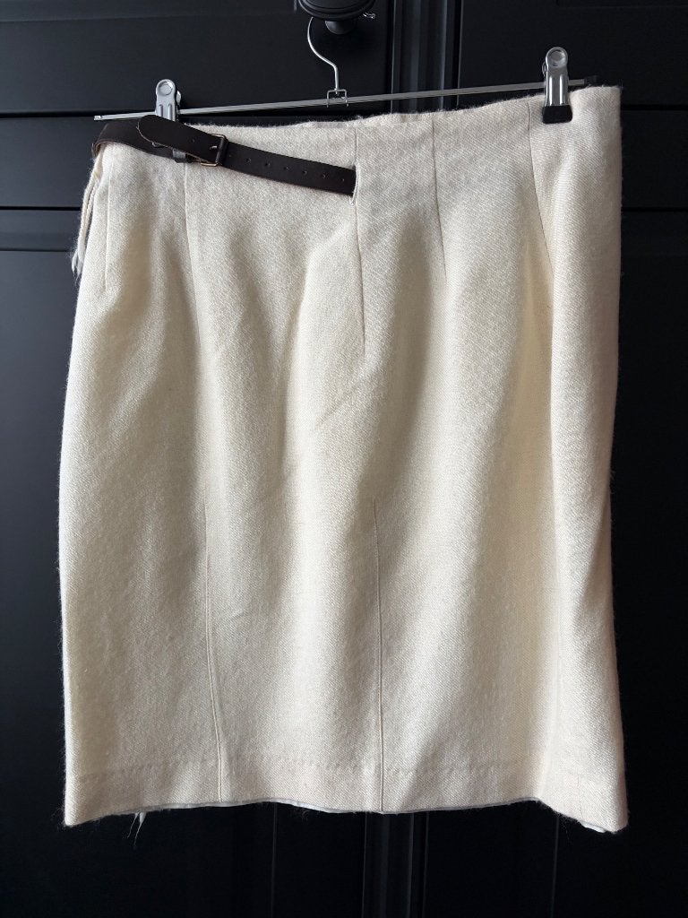 Pauw wikkel rok ecru wol met bruine riem maat 4, Kleding | Dames, Maat 38/40 (M), Beige, Ophalen of Verzenden, Zo goed als nieuw