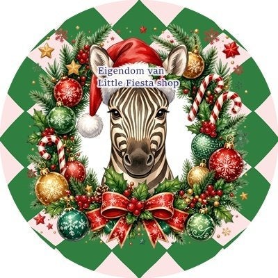 lf1045 icing frosting kerst zebra 19cm eetbare taart print, Ophalen of Verzenden, Nieuw, Taarten, Versiering