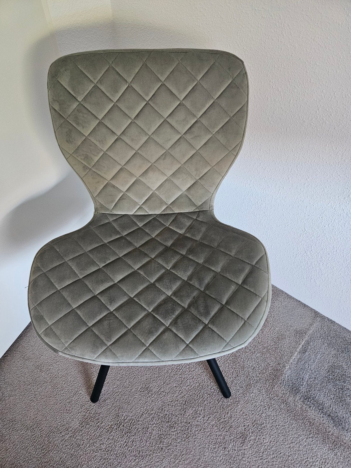 2x fluweel olijfgroene stoelen, zo goed als nieuw, Ophalen, Twee, Overige kleuren, Zo goed als nieuw