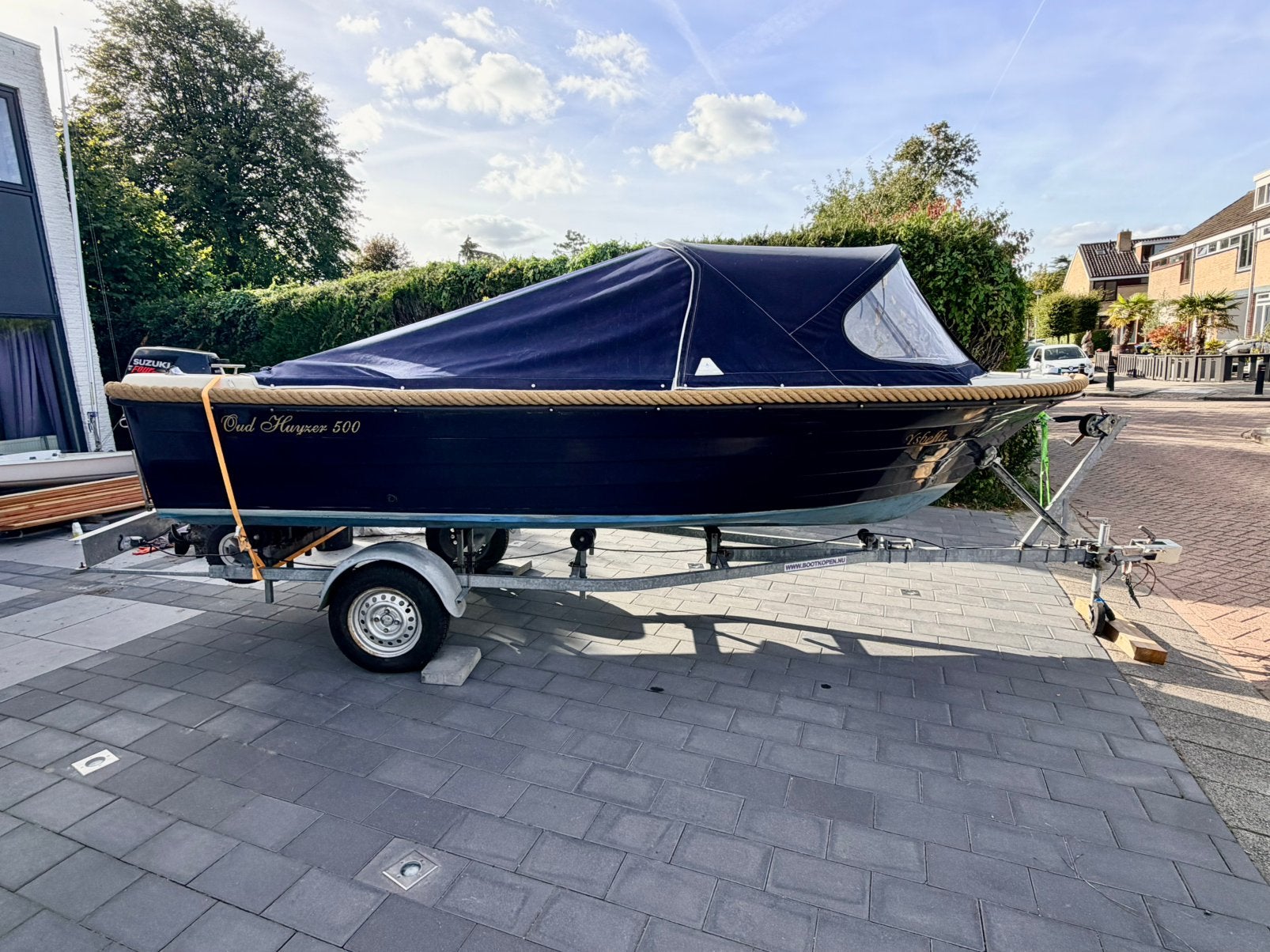 OUD HUIJZER 500 COMPLETE SET SLOEP TRAILER BUISKAP MOTOR, Watersport en Boten, Ophalen, Tender, 15 pk, 5 m
