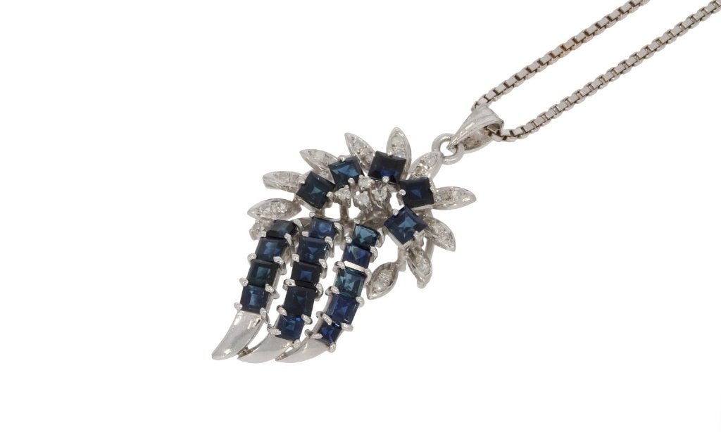 Saffier 25 diamanten luxe gouden ketting hanger briljant, Voordeelsieraden, Ophalen of Verzenden, Zo goed als nieuw, Info@voordeelsieraden.nl