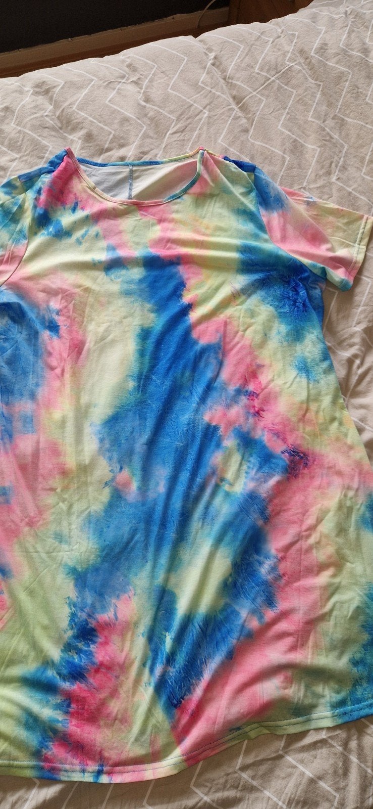 Tie-dye T-shirt met korte mouwen, Kleding | Dames, T-shirts, Blauw, Maat 46/48 (XL) of groter, Nieuw, Ophalen of Verzenden