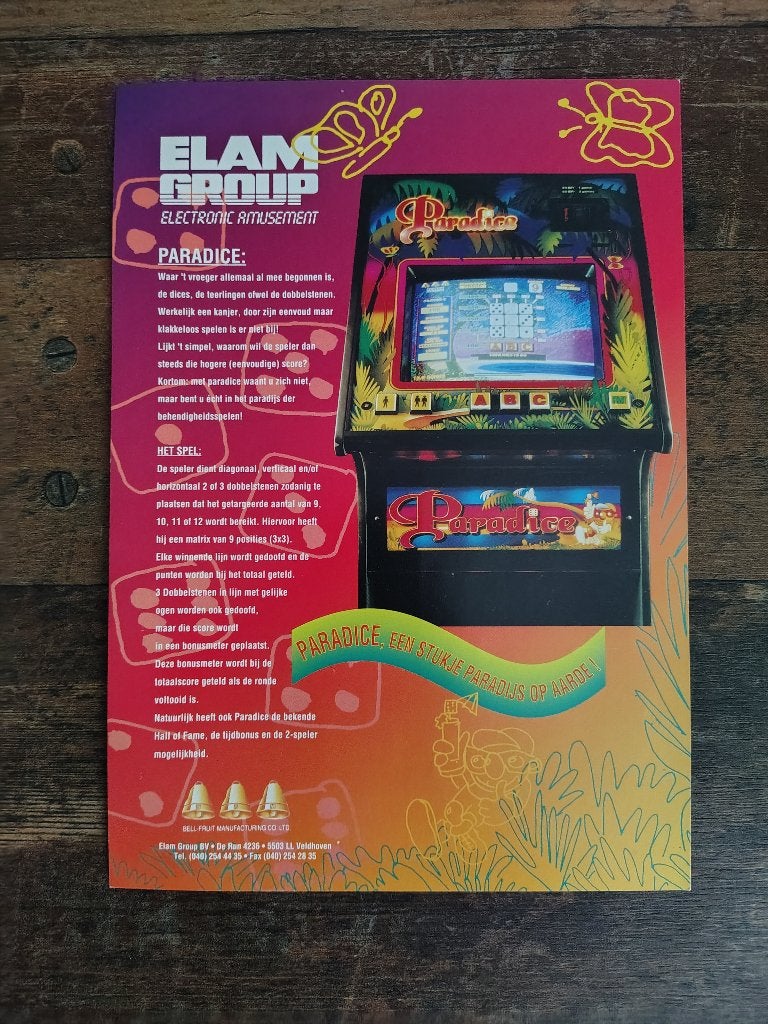 Flyer: Bell-Fruit Paradise /Elam Group /Video Game, Verzamelen, Verzenden, Gebruikt