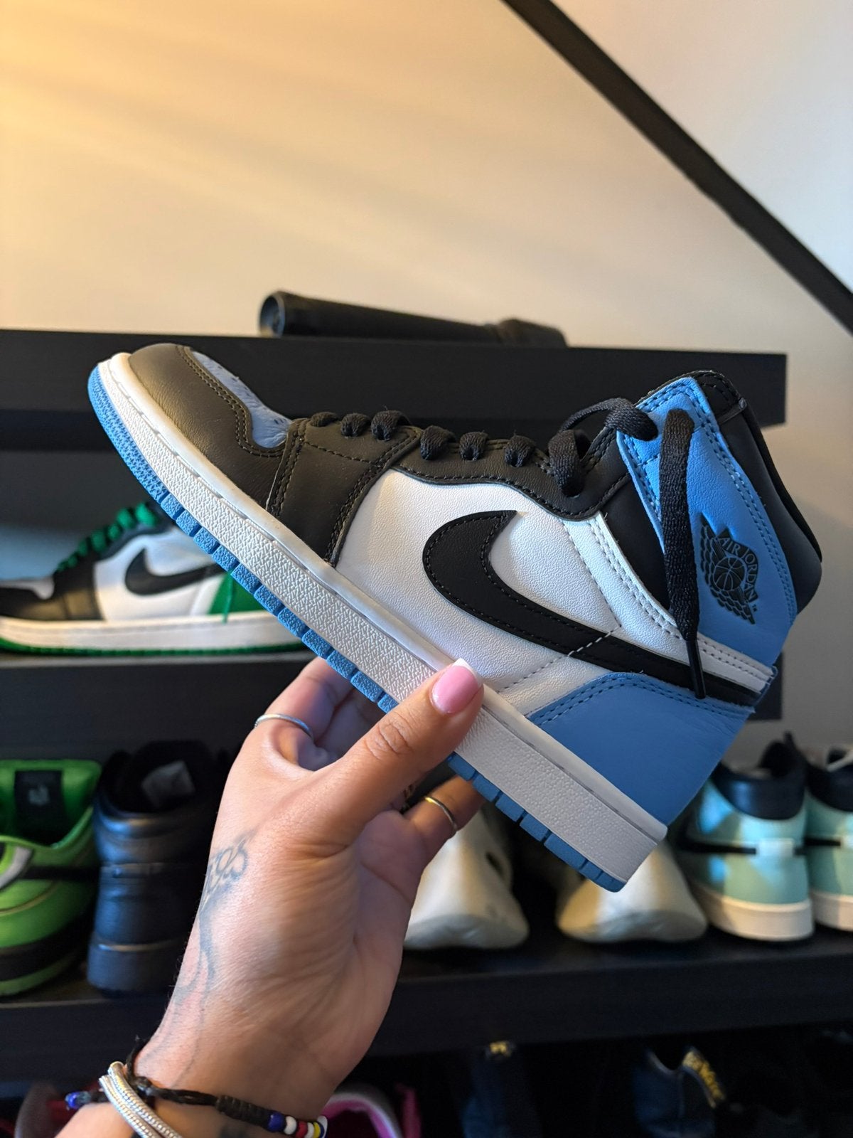 Jordan 1 high unc maat 37,5, Kleding | Dames, Schoenen, Ophalen, Zo goed als nieuw, Sneakers of Gympen
