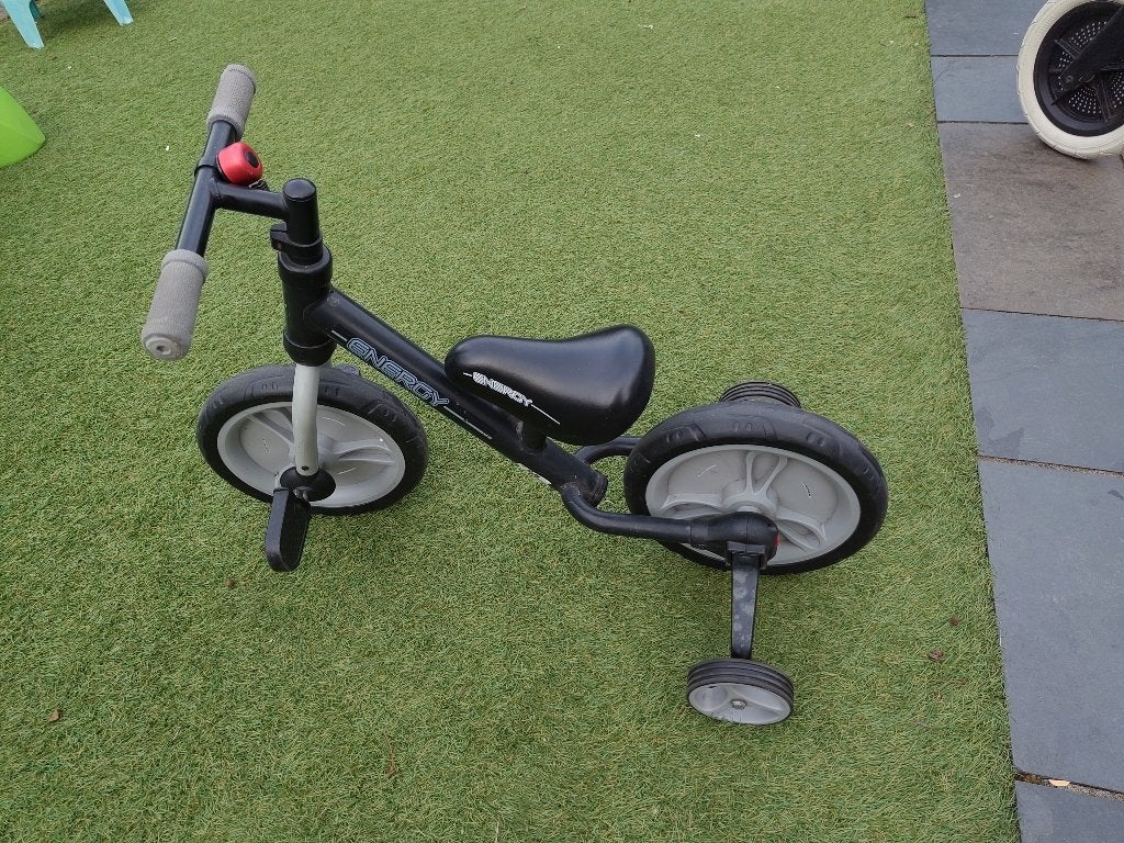 Lorelli Energy 3-in-1 fiets (Loop-)fiets Zwart 12 inch, Ophalen, Terugtraprem, Zijwieltjes, Gebruikt