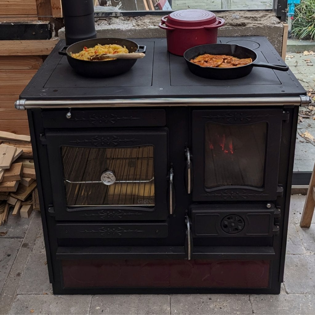 Gietijzer Buitenkeuken Alhena/Kookkachel Bordeaux, Creme, Zw, Tuin en Terras, Buitenkeukens, Houtskool, Info@dekachelerij.nl, Nieuw