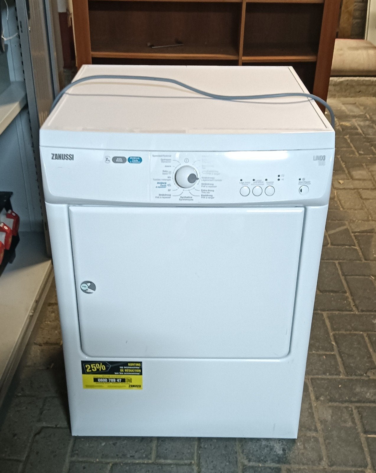 Zanussi wasdroger, Ophalen, Luchtafvoer, 85 tot 90 cm
