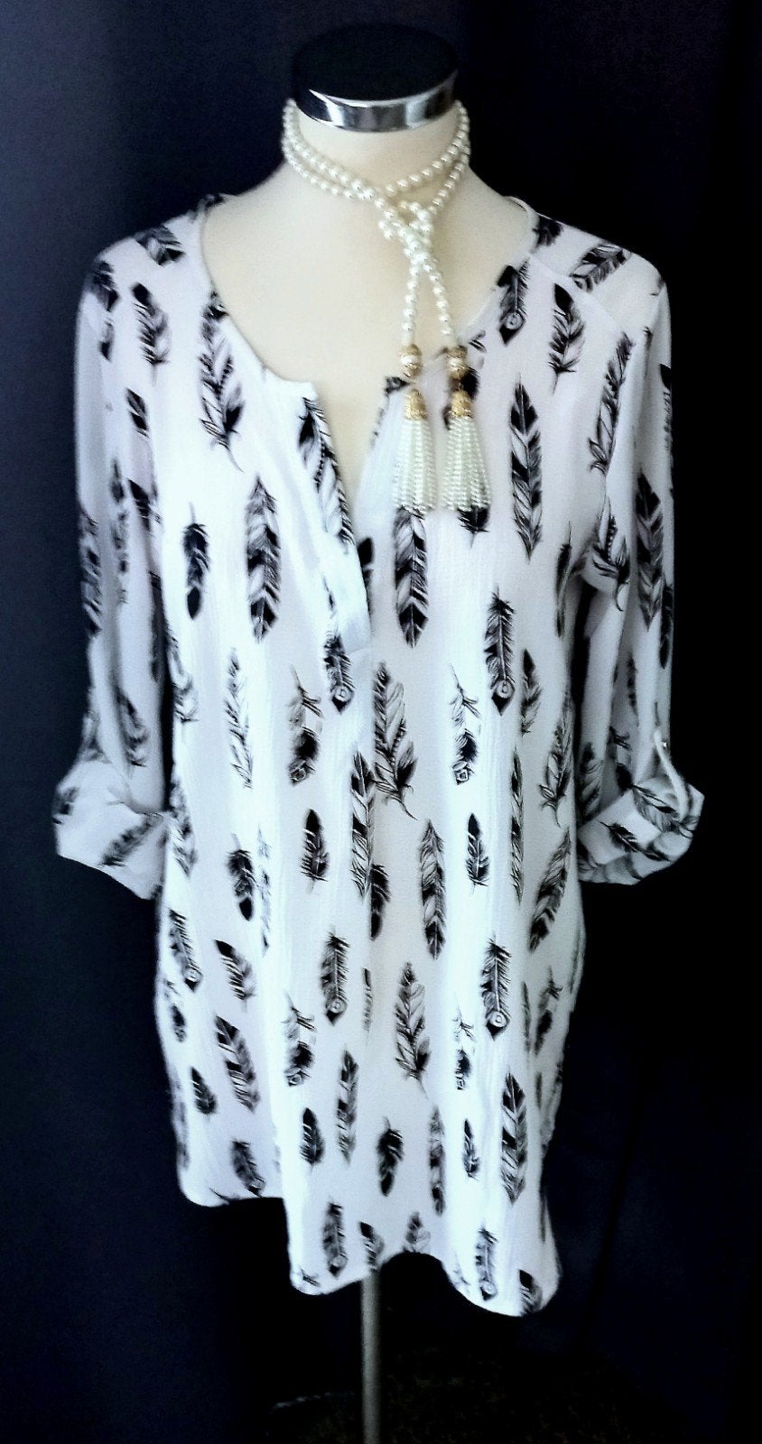 Tuniekblouse in zwart/wit.. Maat 38, Ophalen of Verzenden, Zo goed als nieuw, Maat 38/40 (M), Zwart