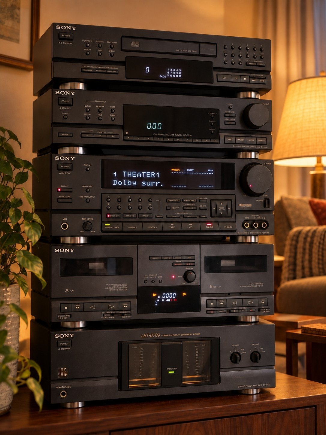 Sony LBT-D709 vintage retro stereo toren + Sony SS-B5 ES, Audio, Tv en Foto, Gebruikt, Ophalen of Verzenden, 60 tot 120 watt, Sony