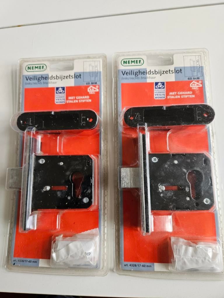 2 stuks Nemef veiligheidsbijzetslot 4328/17-60 mm, Ophalen