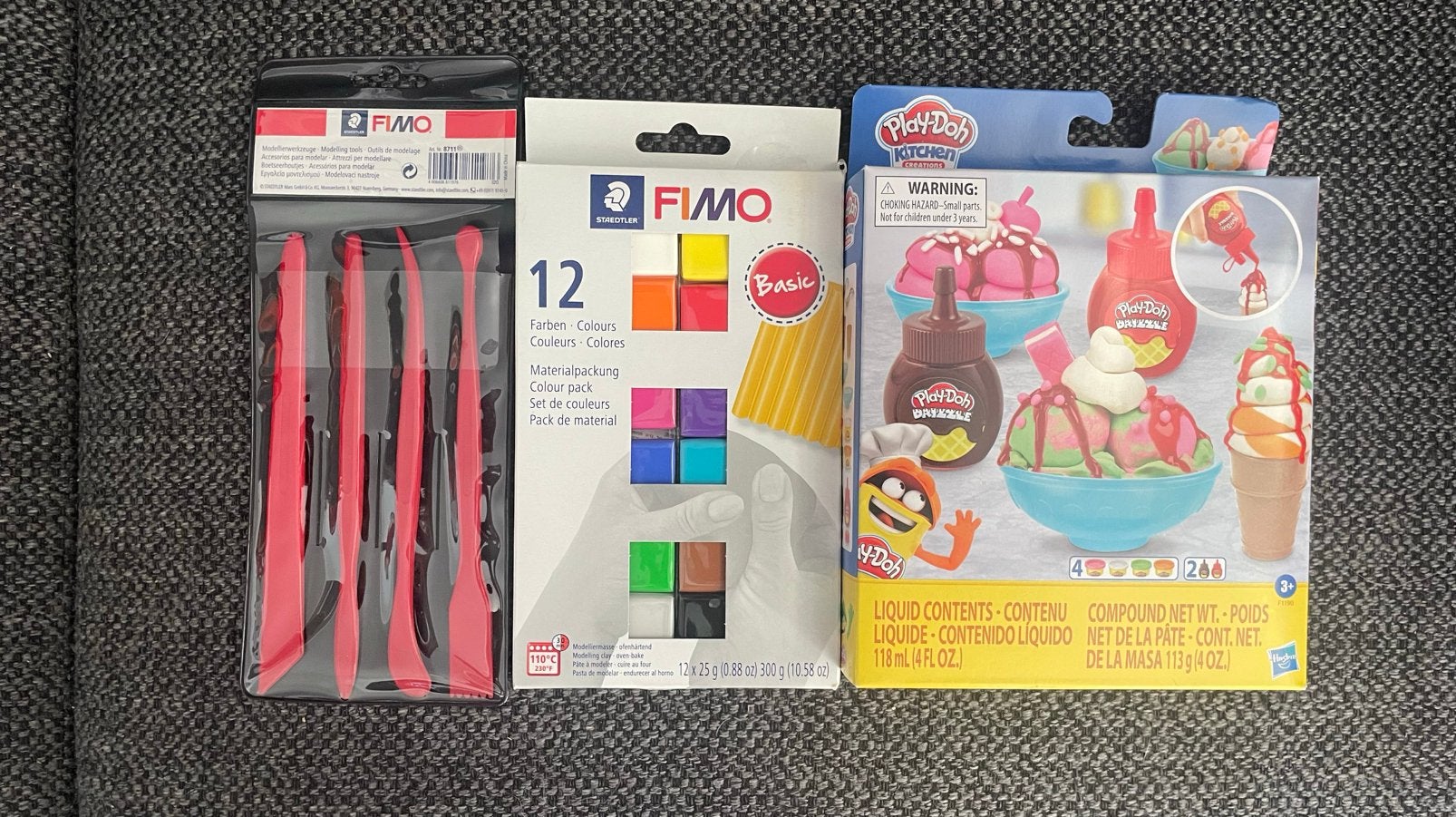 Play-Doh ijsjes set + FIMO klei pakket + gereedschap, Hobby en Vrije tijd, Knutselen, Ophalen of Verzenden, Nieuw, Meerkleurig