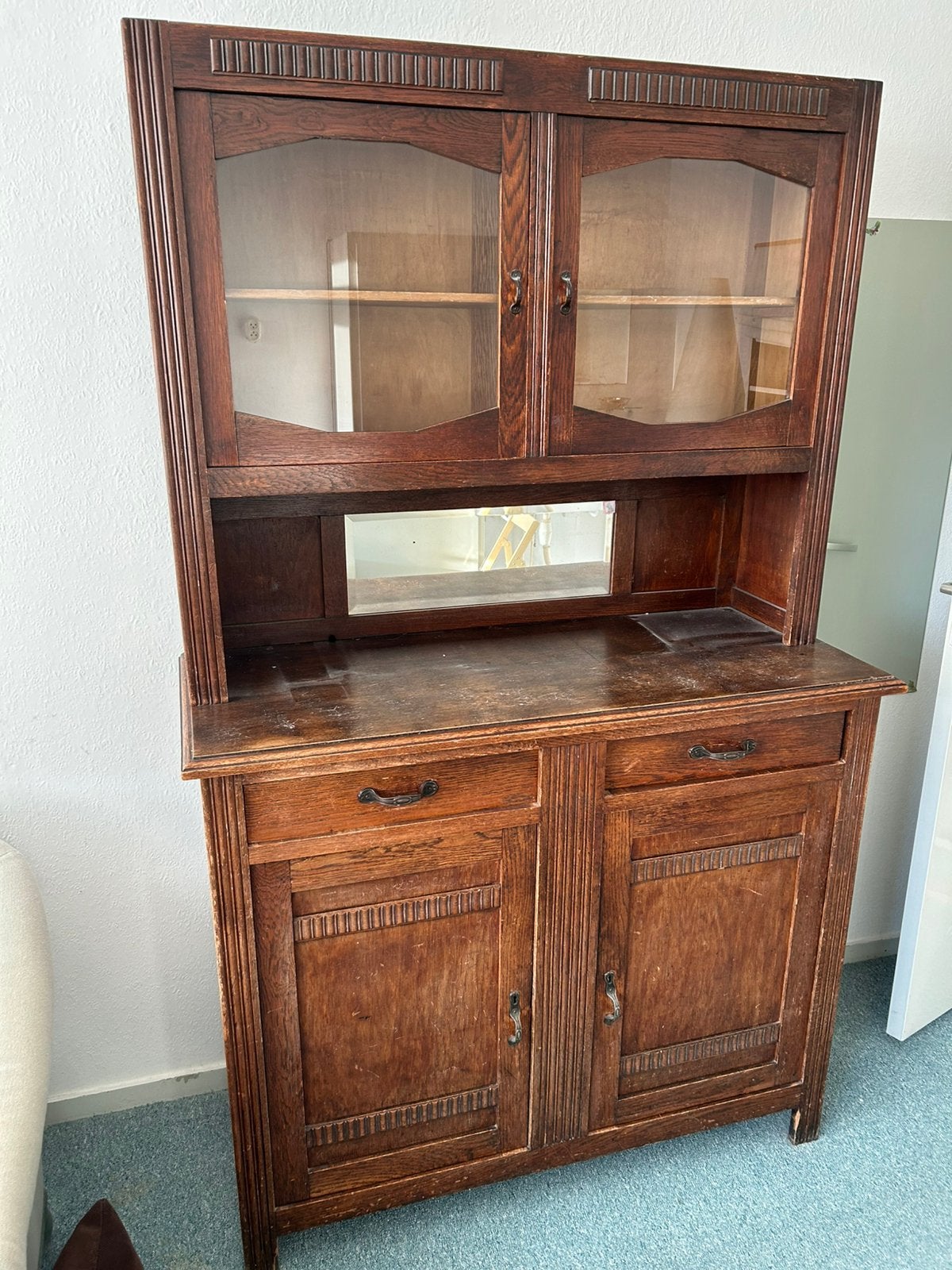 Buffetkast antiek eikenhout, Huis en Inrichting, Kasten | Buffetkasten, Ophalen, Gebruikt, 200 cm of meer, 25 tot 50 cm