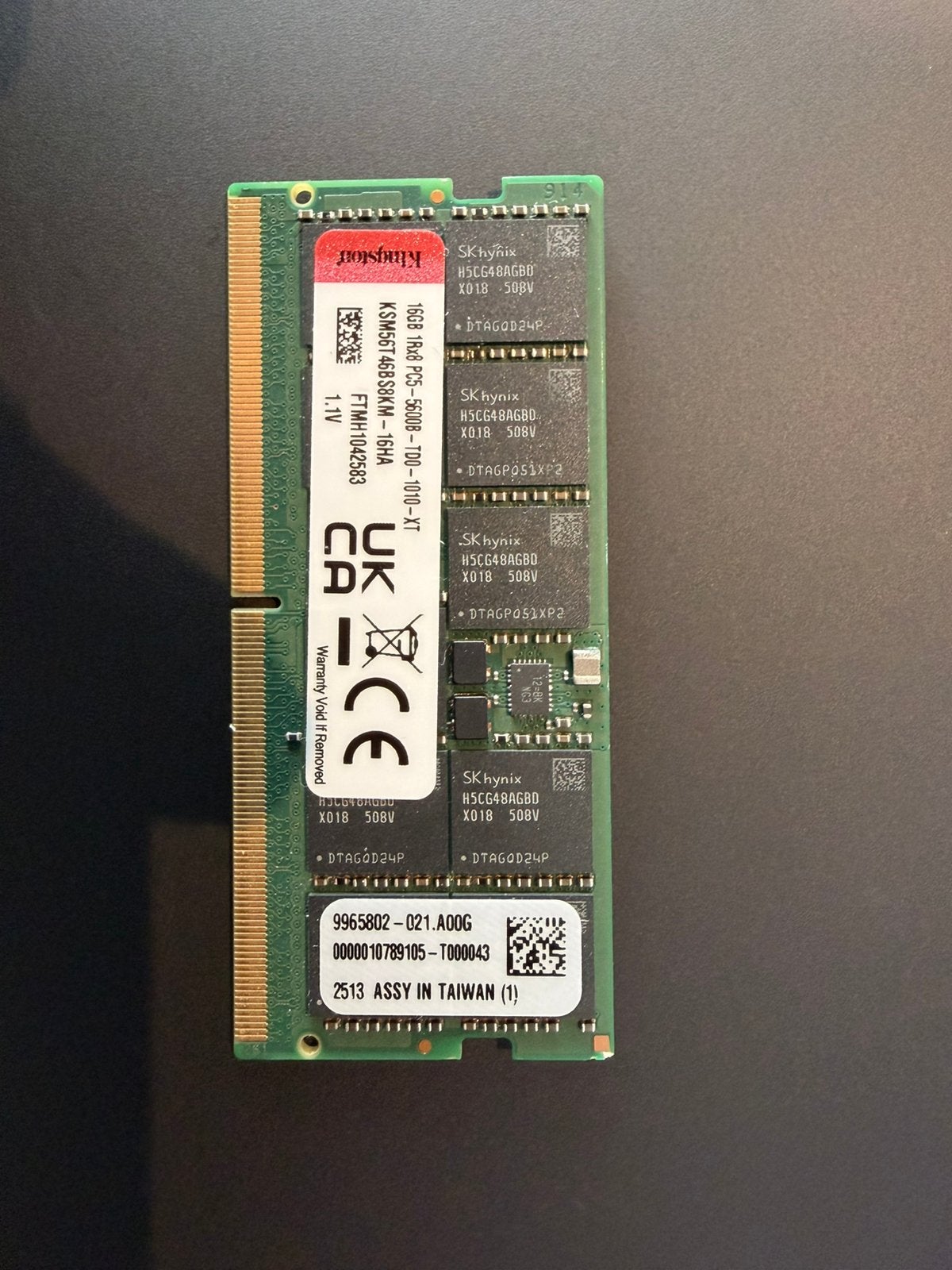 Kingston KSM56T46BS8KM-16HA, Ophalen of Verzenden, Zo goed als nieuw, DDR5, Laptop