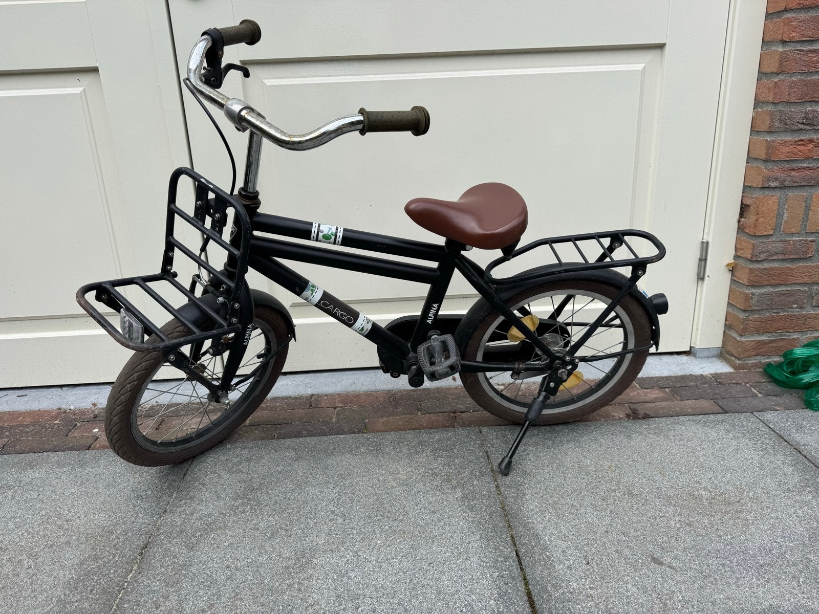 Alpina Cargo kinderfiets - Zwart 16 inch, Ophalen, Gebruikt, Terugtraprem, Minder dan 16 inch