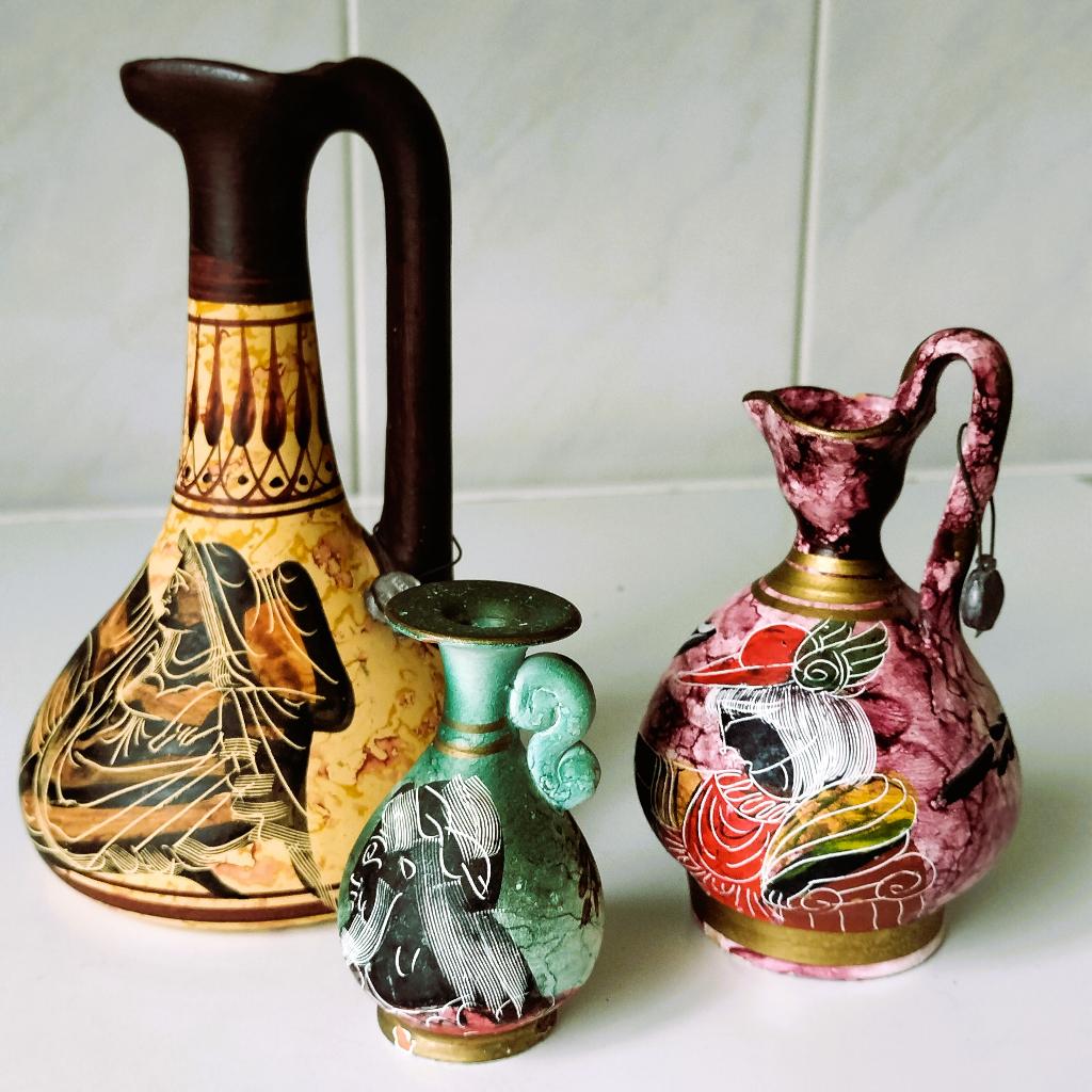 3 Griekse Vaasjes met Loodje, Antiek en Kunst, Ophalen of Verzenden