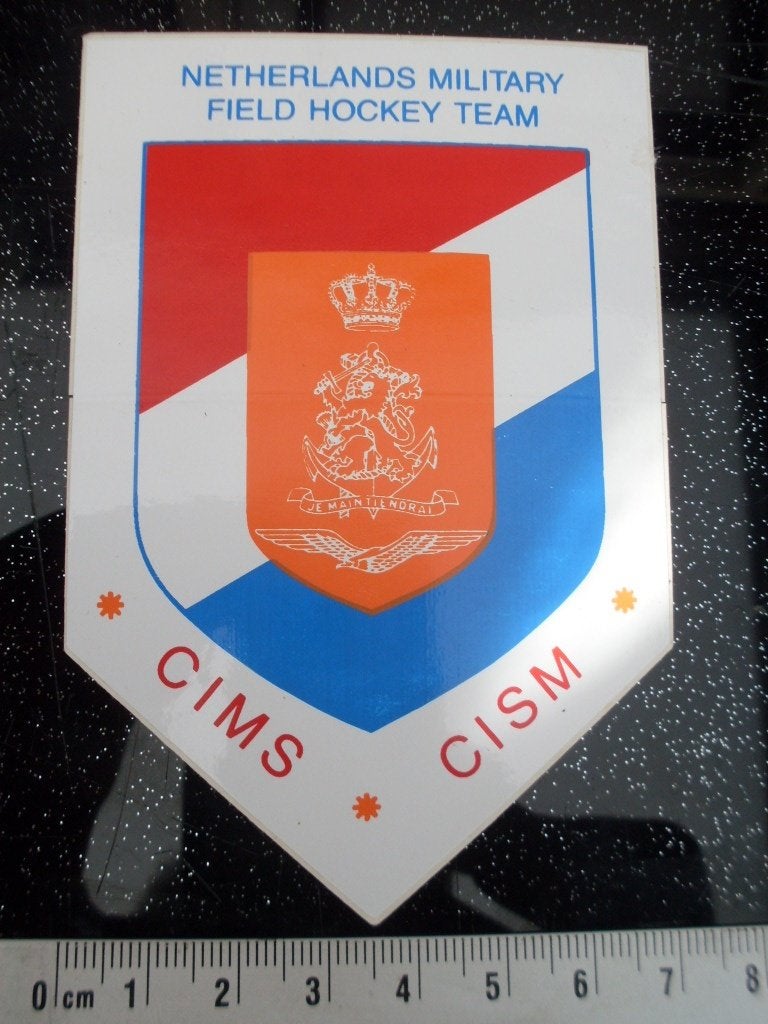 sticker netherlands military field hockey team cims cism, Verzenden, Zo goed als nieuw, Bedrijf of Vereniging