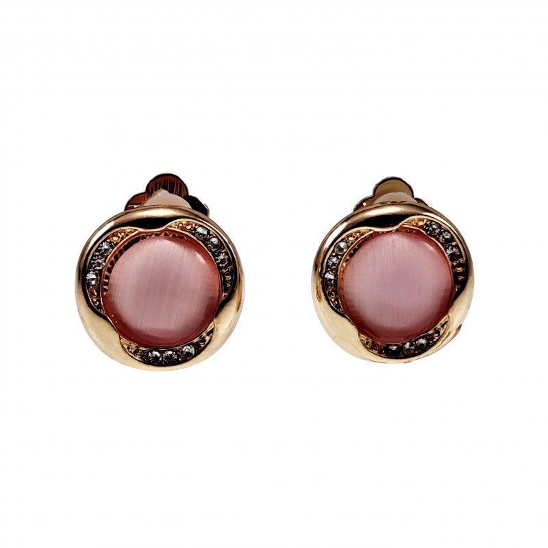 Roségoudkleur Oorclips Dames + Strass Roze Cabochon Clip-on, Overige materialen, Birgitta-Gracht 33, 6465 EL Kerkrade, Nederland