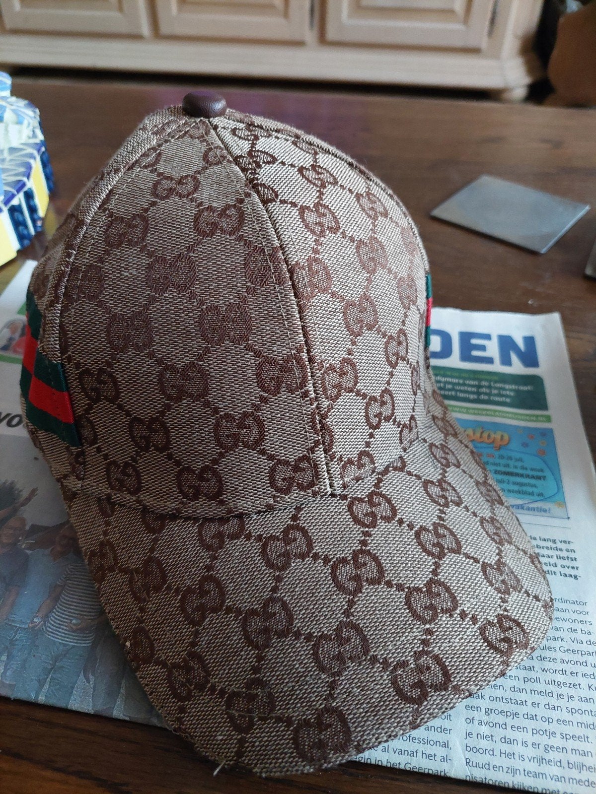 Gucci pet met GG-monogram en webdetail, Gucci, One size fits all, Ophalen of Verzenden, Pet