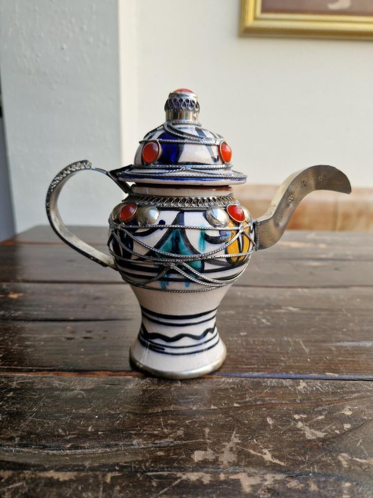 Vintage marokkaans sier theepotje, Ophalen of Verzenden