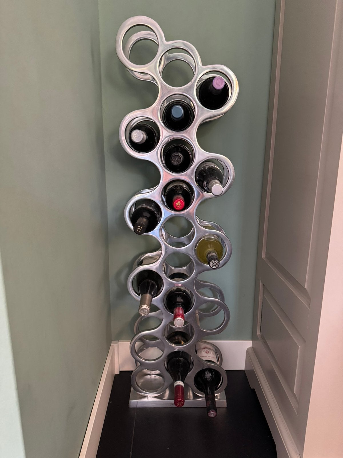 Design Aluminium Wijnrek Organisch/Bubbel Design(20 flessen), Ophalen, Zo goed als nieuw, Metaal