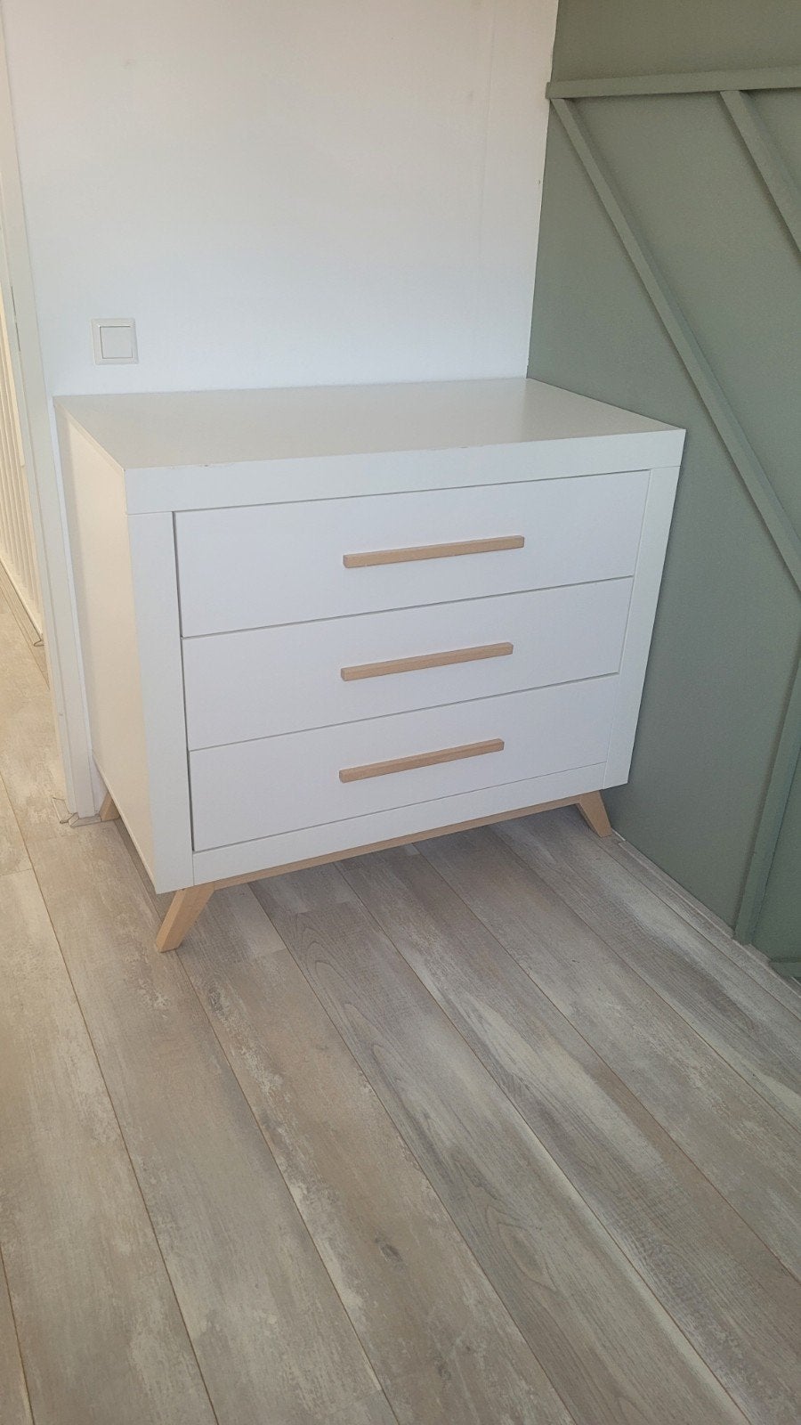 Bopita Fenna Commode - Wit met houten accenten, Ophalen, Gebruikt, 50 tot 70 cm, 100 cm of meer