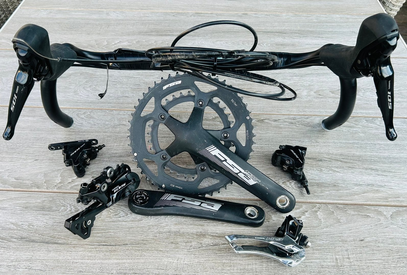 Shimano 105 groepset R7000 disc 2x11, Fietsen en Brommers, Fietsonderdelen, Zo goed als nieuw, Overige typen, Aluminium, Gravelbike